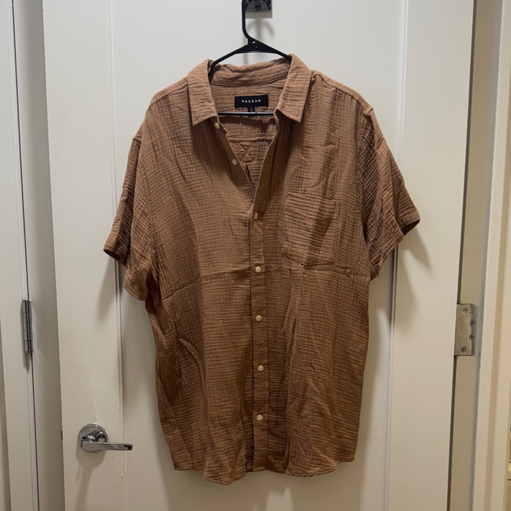 PacSun Men's Brown Short Sleeve Button Down Shirt